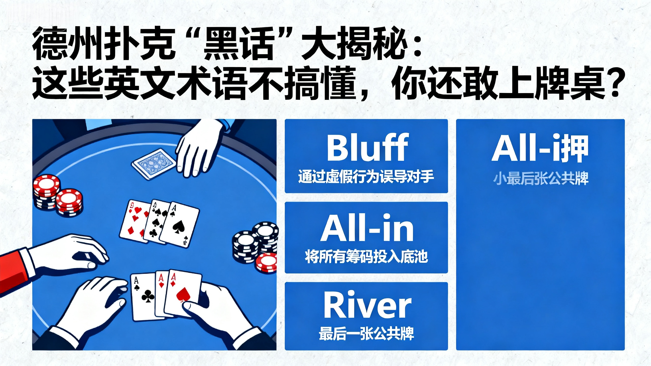 德州扑克“黑话”大揭秘：这些英文术语不搞懂，你还敢上牌桌？